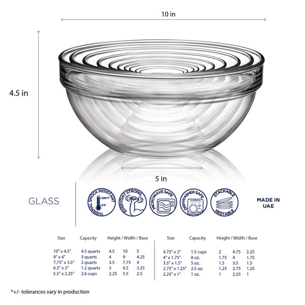 Luminarc Luminarc 10Piece Assorted Stackable Glass Bowl Set & Reviews
